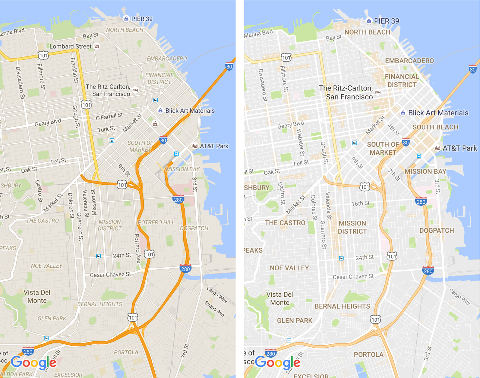 Google Maps se actualiza con un diseño simplificado y nuevos colores