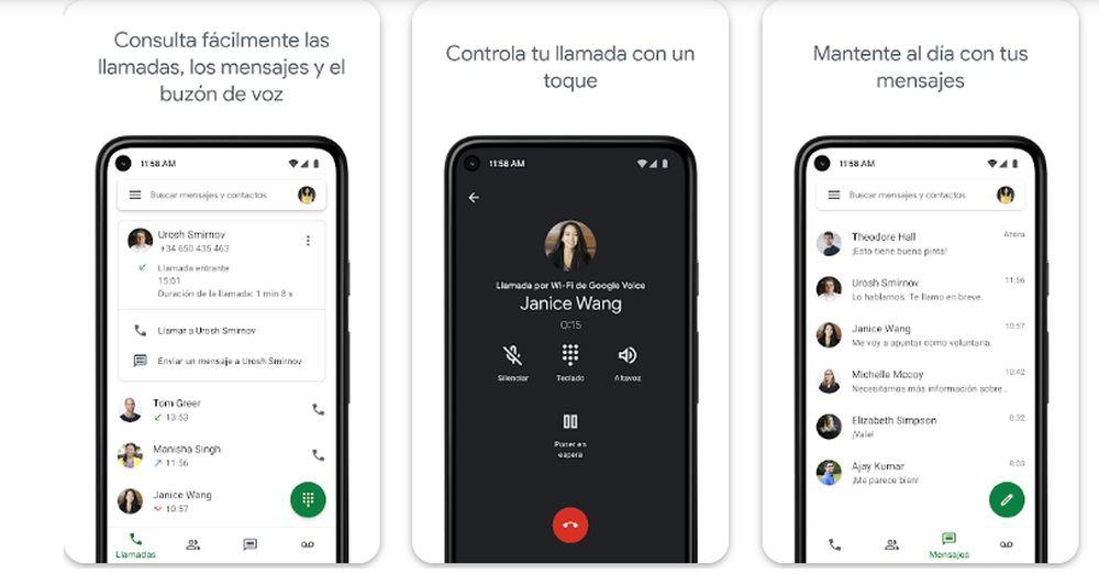 Capturas de pantalla de la app Google Voice para Android