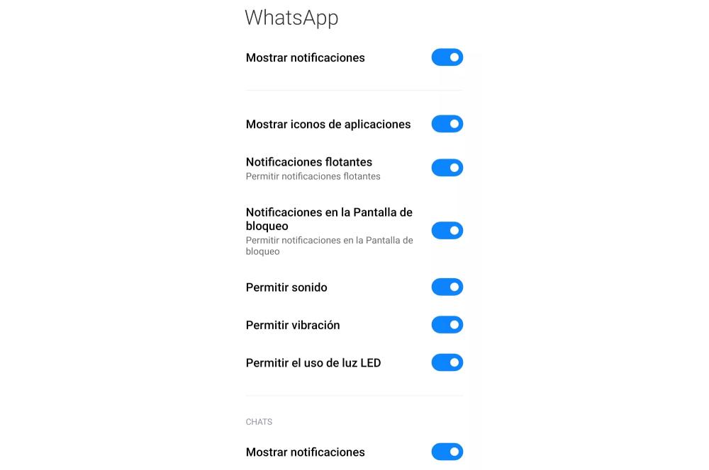 Opciones en WhatsApp.