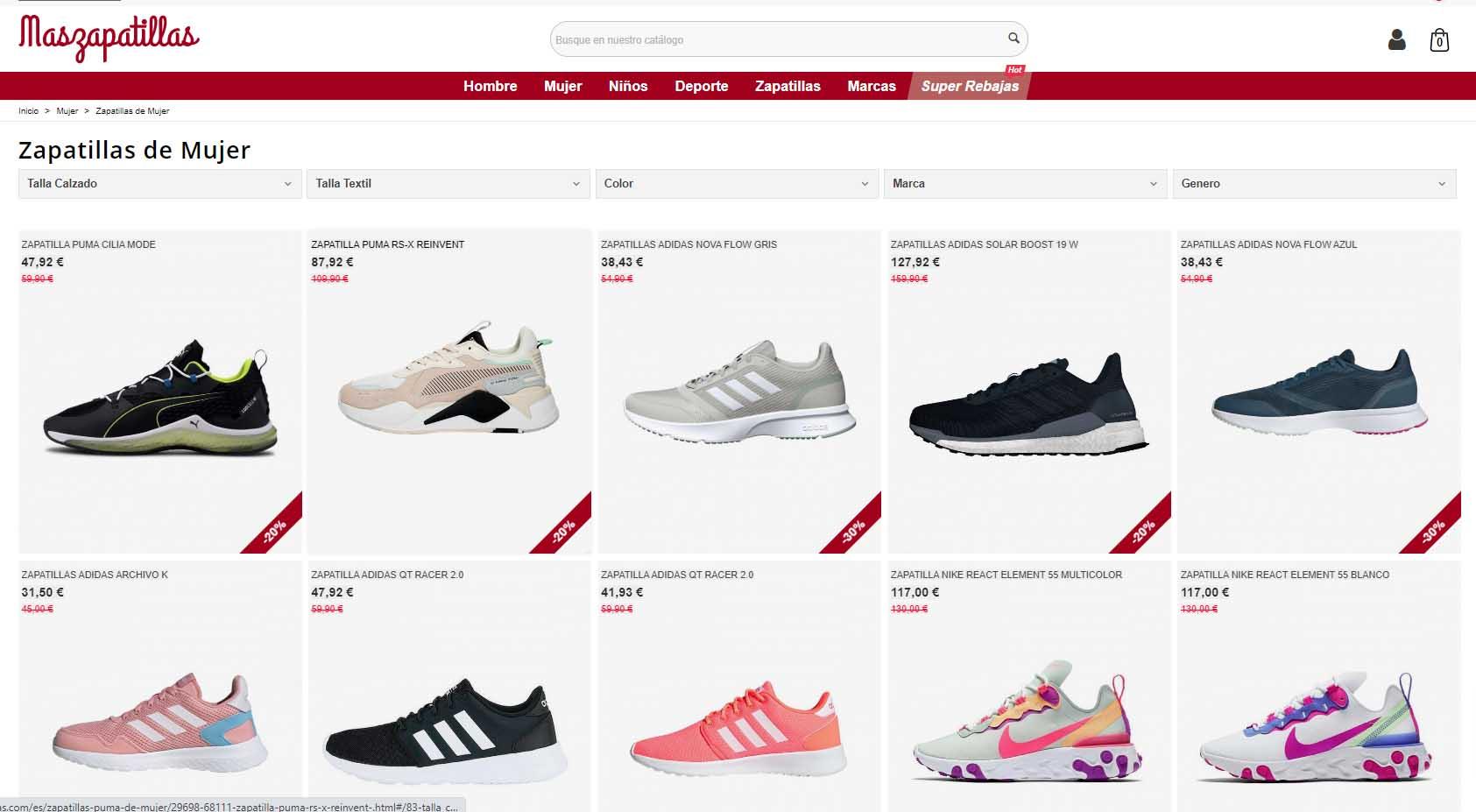 paginas web de zapatillas deportivas