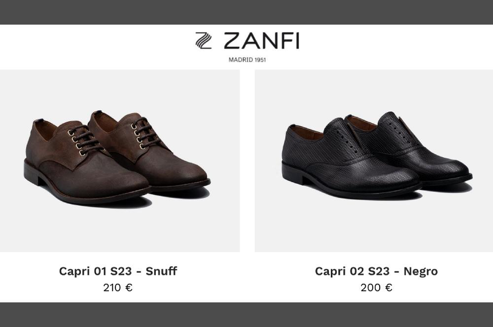 Captura de pantalla de la página web de la tienda online Zanfi.