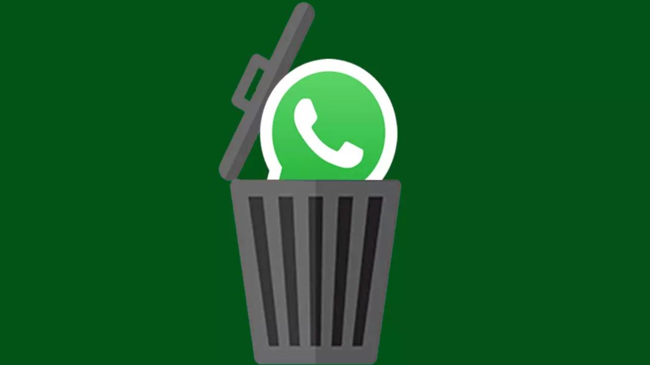 imagen con el icono de WhatsApp en una papelera