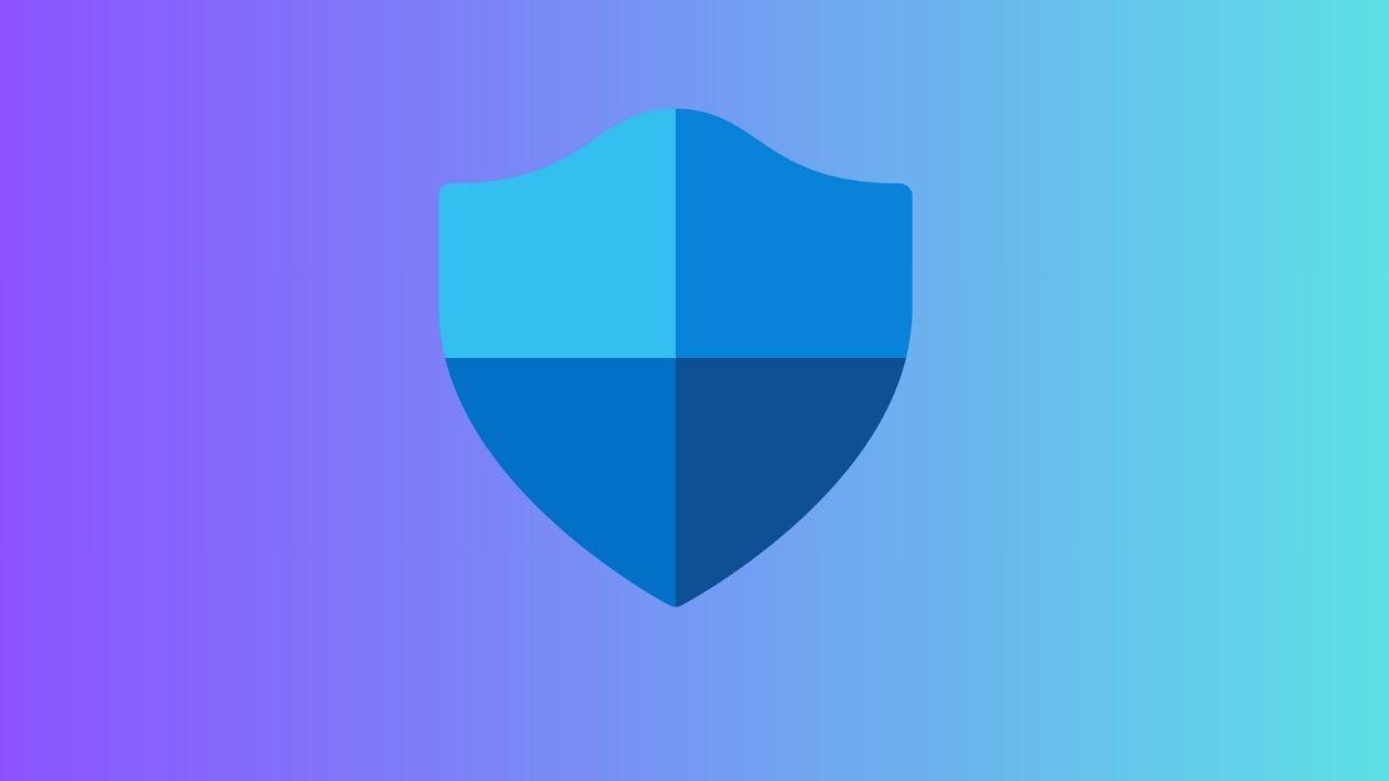 El escudo del logo de Windows Defender sobre un fondo azul