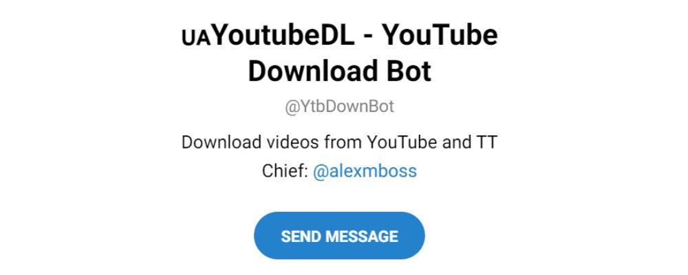 Menú de entrada del bot YtbDownBot de Telegram