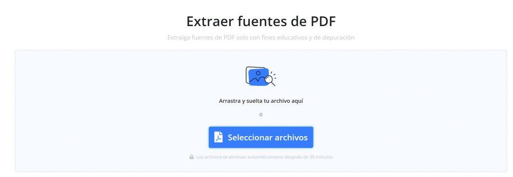 Fuentes PDF extraer en aplicación web