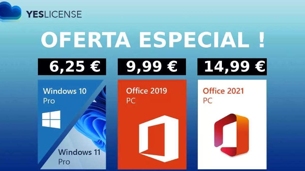 Tú eliges: Licencia de Office desde 9,99 euros o licencia de Windows desde  6,25 euros