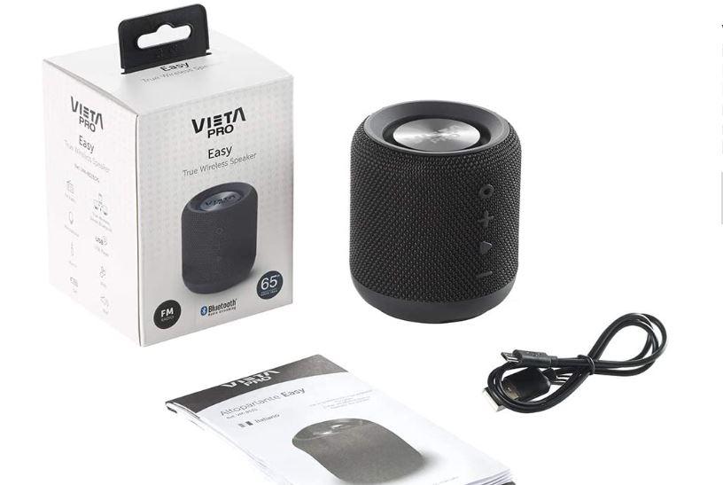 Altavoz Easy 2 de Vieta Pro con tecnología True Wireless Bluetooth 5.0,  Radio FM, Reproductor USB, micrófono integrado, negro