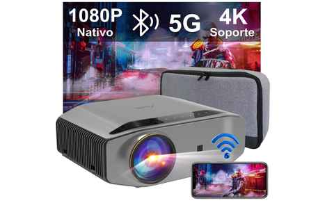  Proyector nativo de 1080p con bolsa, proyector 4K de 9000 Lux  para películas al aire libre con pantalla de 450 pulgadas, compatible con  Dolby y Zoom, compatible con TV Stick, HDMI