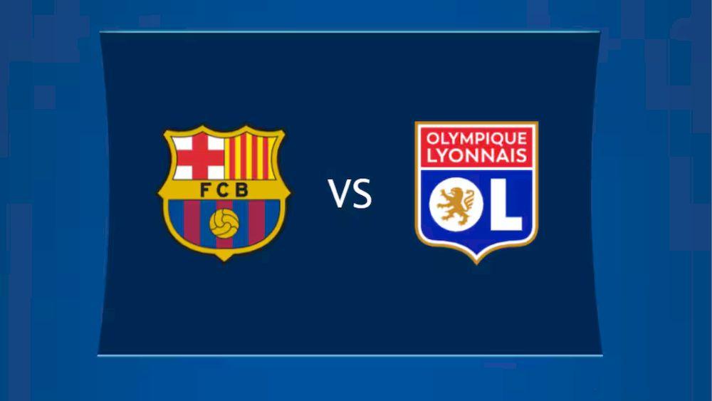Escudos del FC Barcelona y del Olympique Lyon para su final de la UWCL
