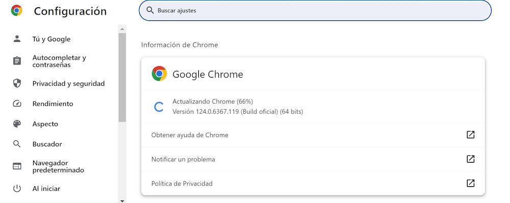 Actualización de Google Chrome en mayo de 2024