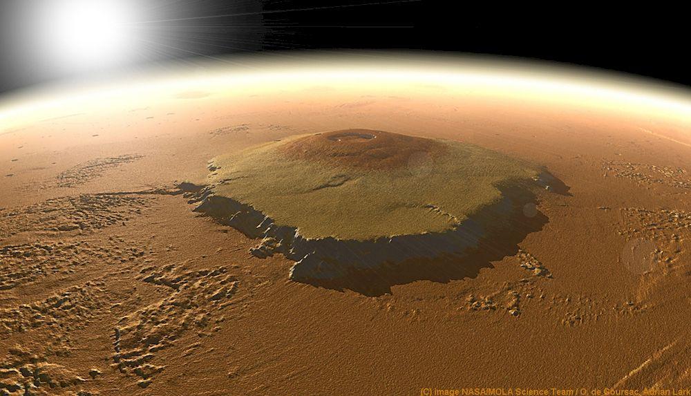 Una foto de la montaña Monte Olimpo que hay en Marte