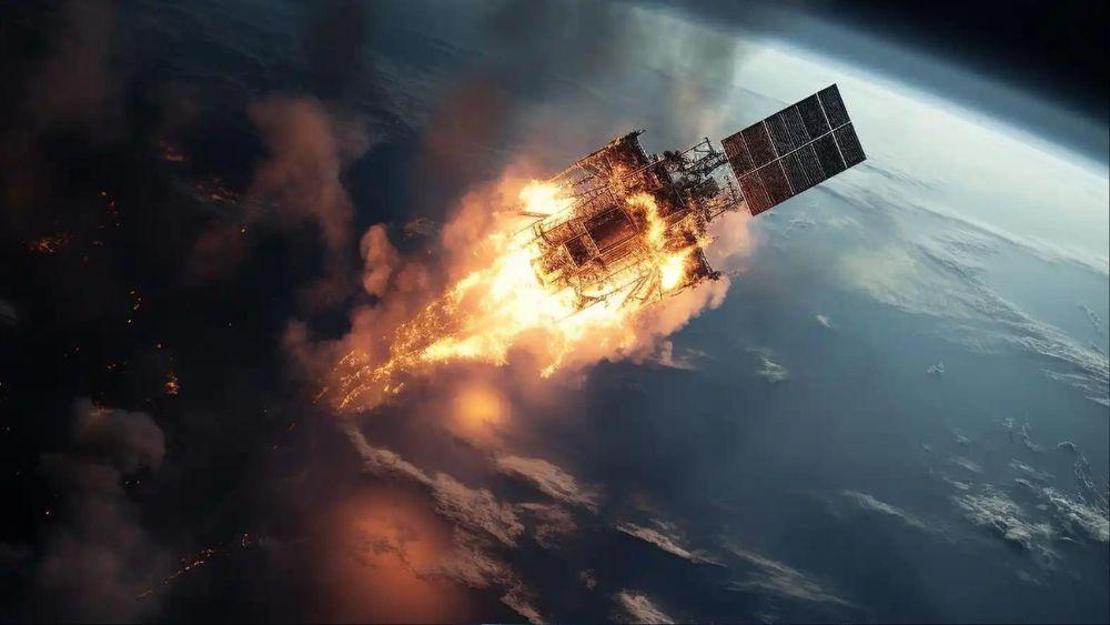 Satélite incendiado después de una explosión en órbita