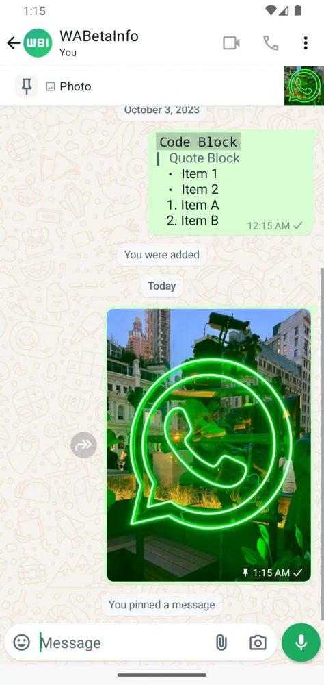 WhatsApp mensajes fijados