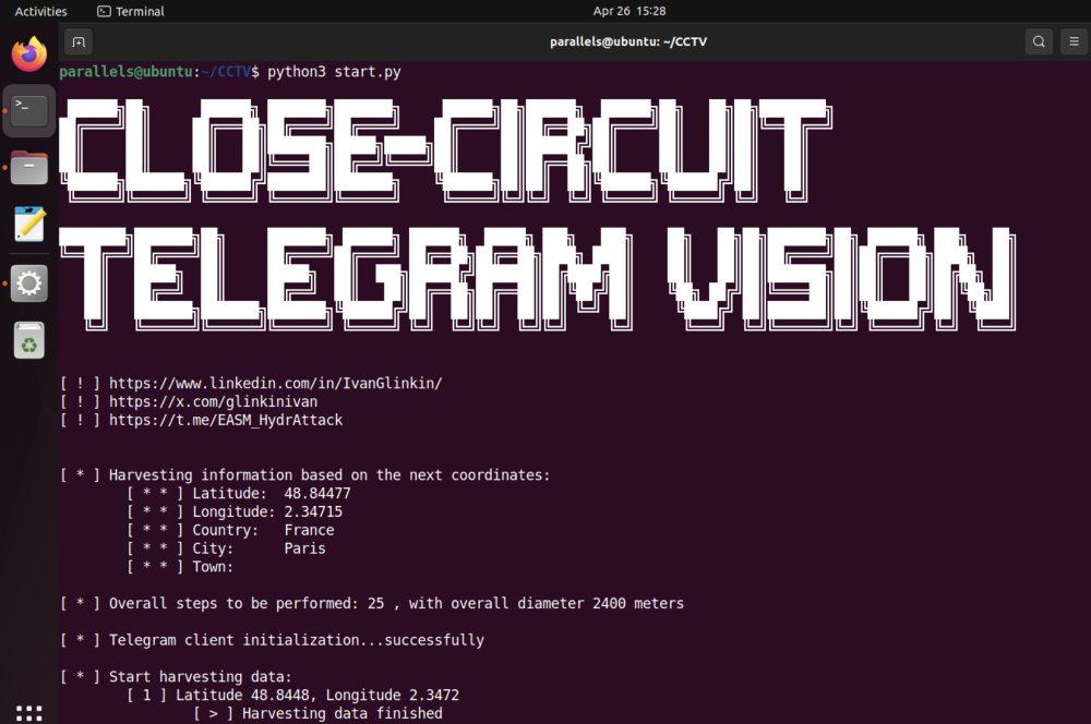 Captura de la aplicación Close-Circuit Telegram Vision.