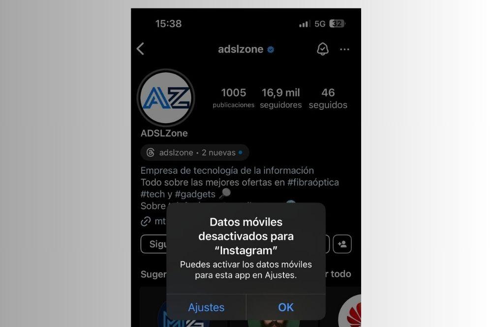 datos móviles desactivados instagram