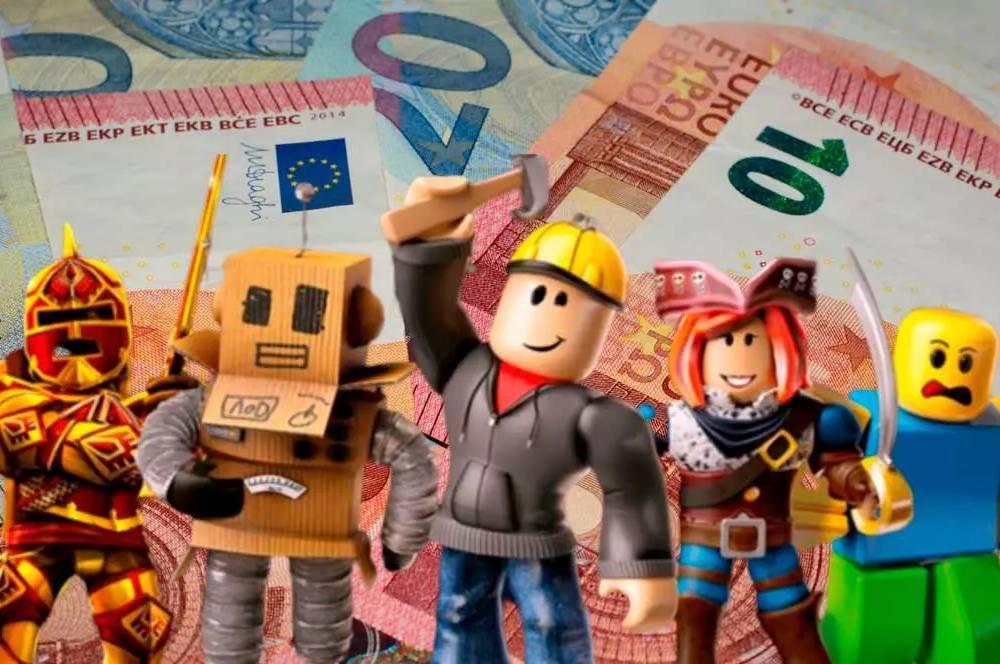 Personajes de Roblox con billetes de euro detrás