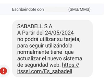 Banco Sabadell suplantación SMS falso