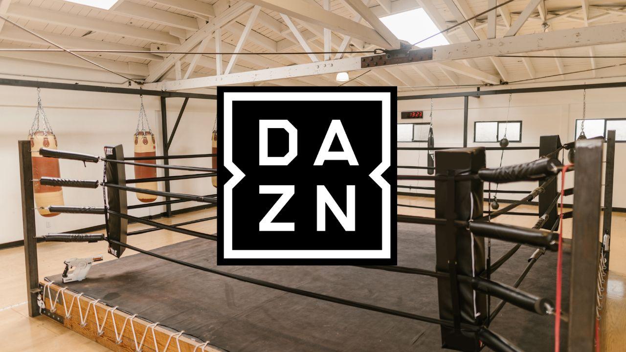 A boxing ring with the DAZN logo