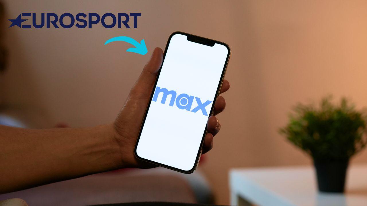 Un móvil con el logo de Max y el de Eurosport