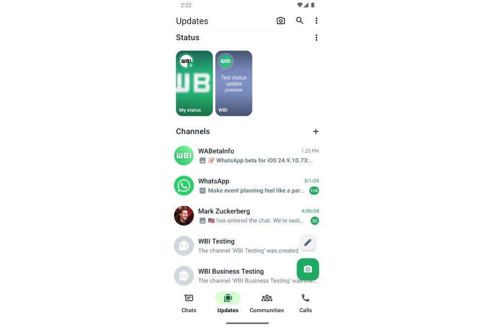 WhatsApp nueva interfaz en actualizaciones de estado