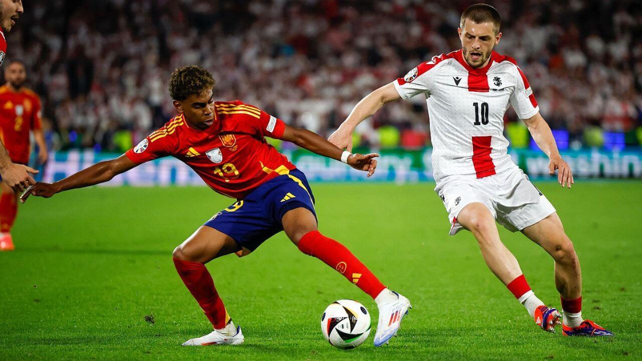 Momento del partido España Georgia de la Eurocopa 2024 en RTVE Play