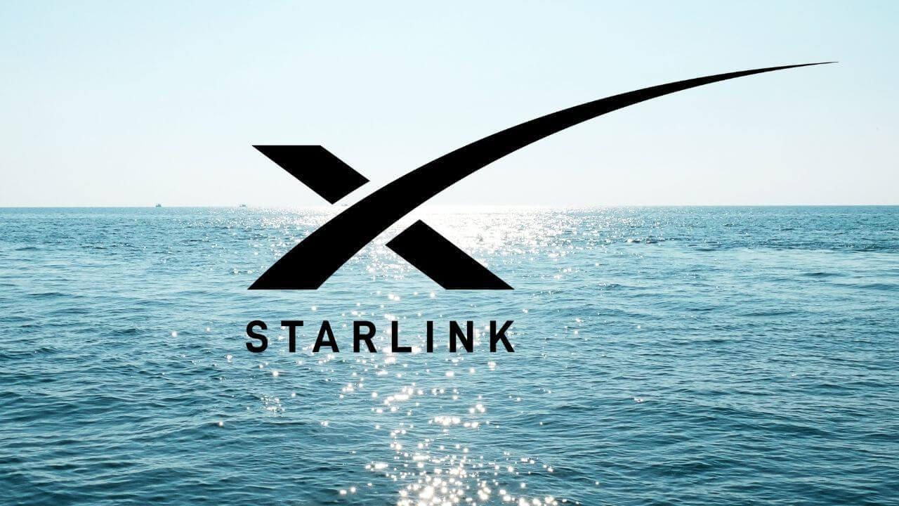 El logo de Starlink en el medio del océano