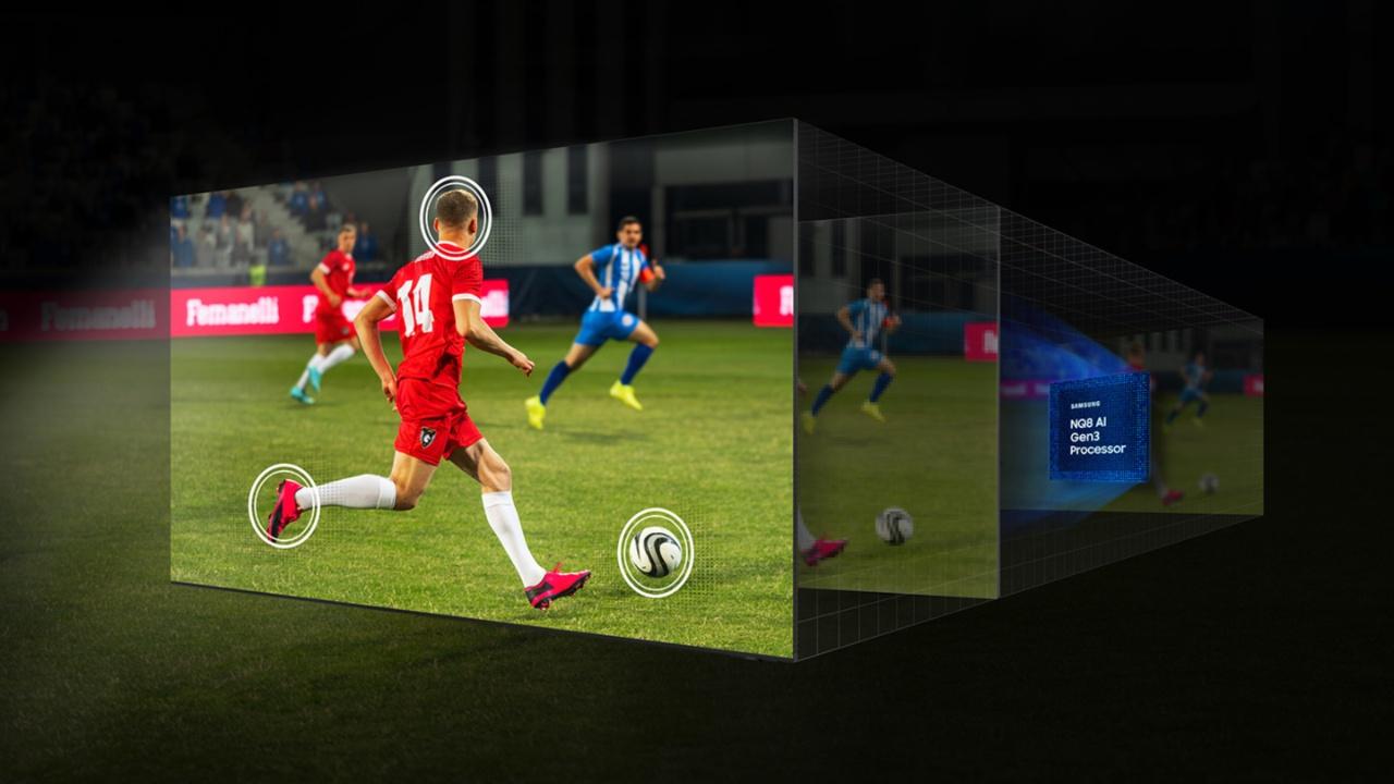 futbolista en pantalla Samsung