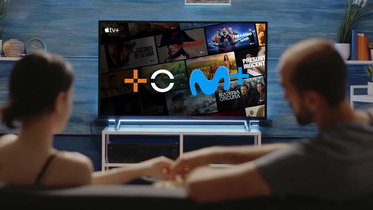 Apple TV+ con logo Movistar Plus+ y MasOrange