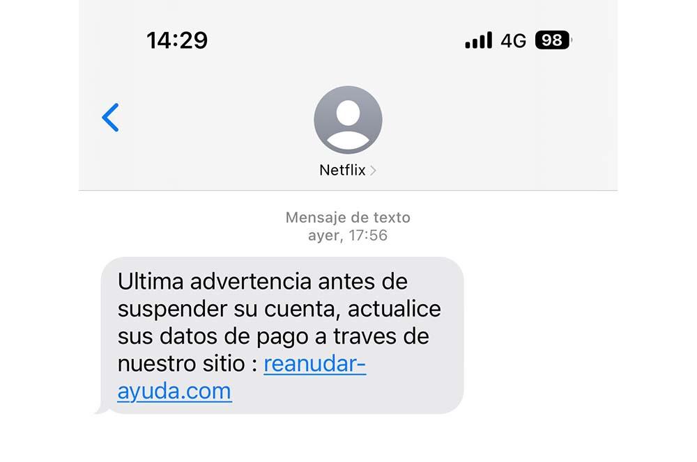 estafa SMS Netflix